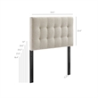 Lily Upholstered Twin Size Headboard in Dove