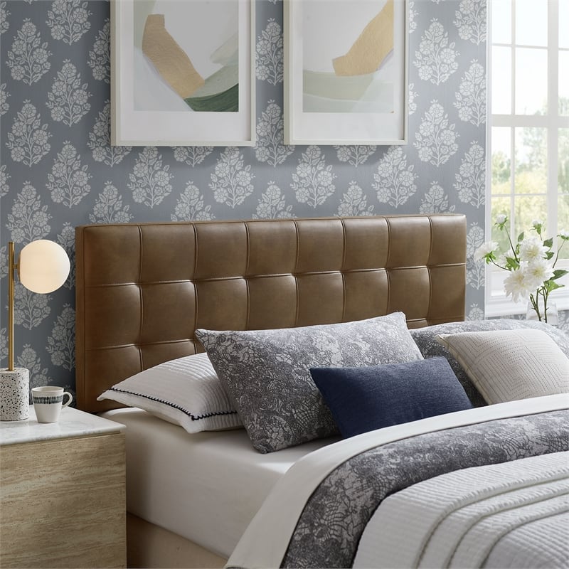 Lily Vegan Leather King Size Headboard in Mushroom