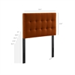 Lily Stain-Resistant Performance Velvet Twin Size Headboard in Rust