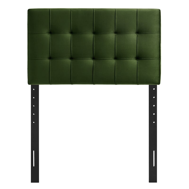 Lily Stain-Resistant Performance Velvet Twin Size Headboard in Moss Green