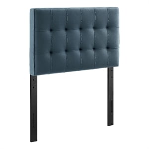 Lily Stain-Resistant Performance Velvet Twin Size Headboard in Cadet Blue
