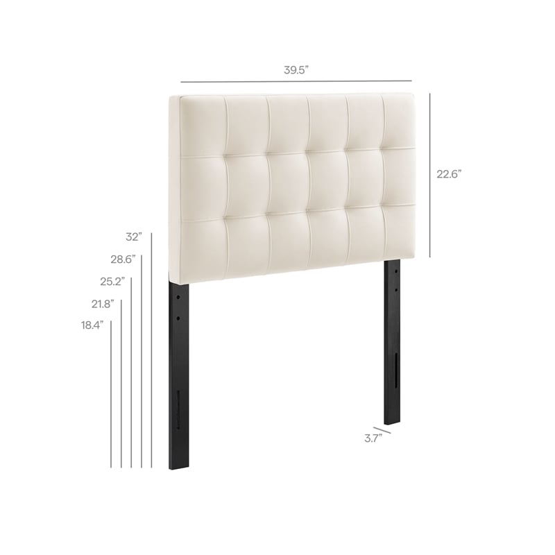 Lily Stain-Resistant Performance Velvet Twin Size Headboard in Alabaster
