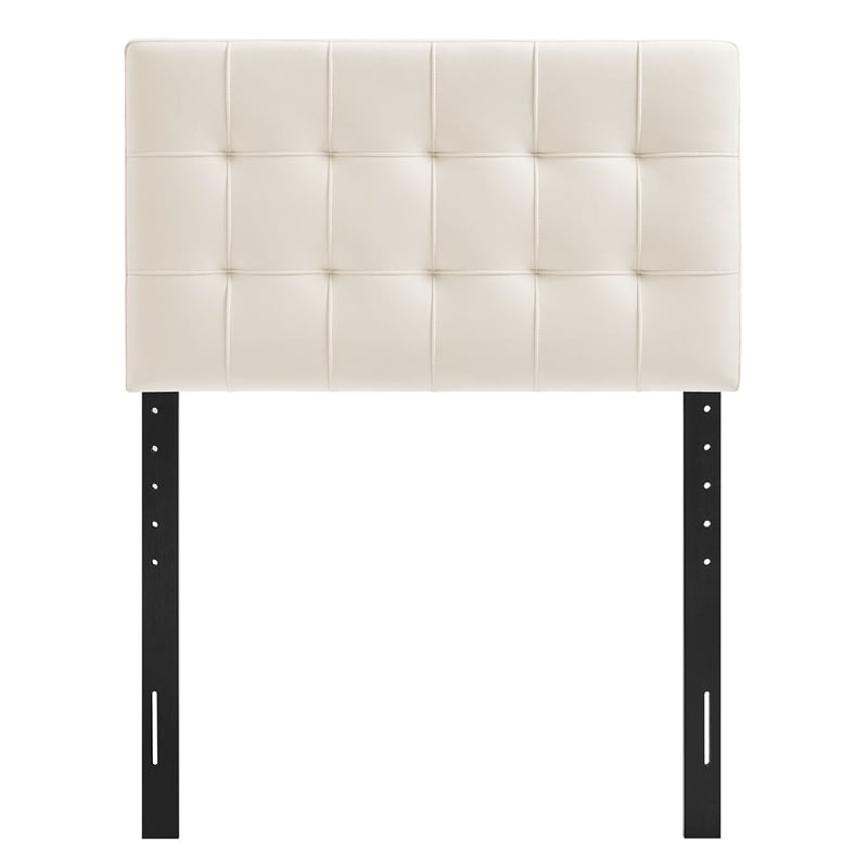 Lily Stain-Resistant Performance Velvet Twin Size Headboard in Alabaster