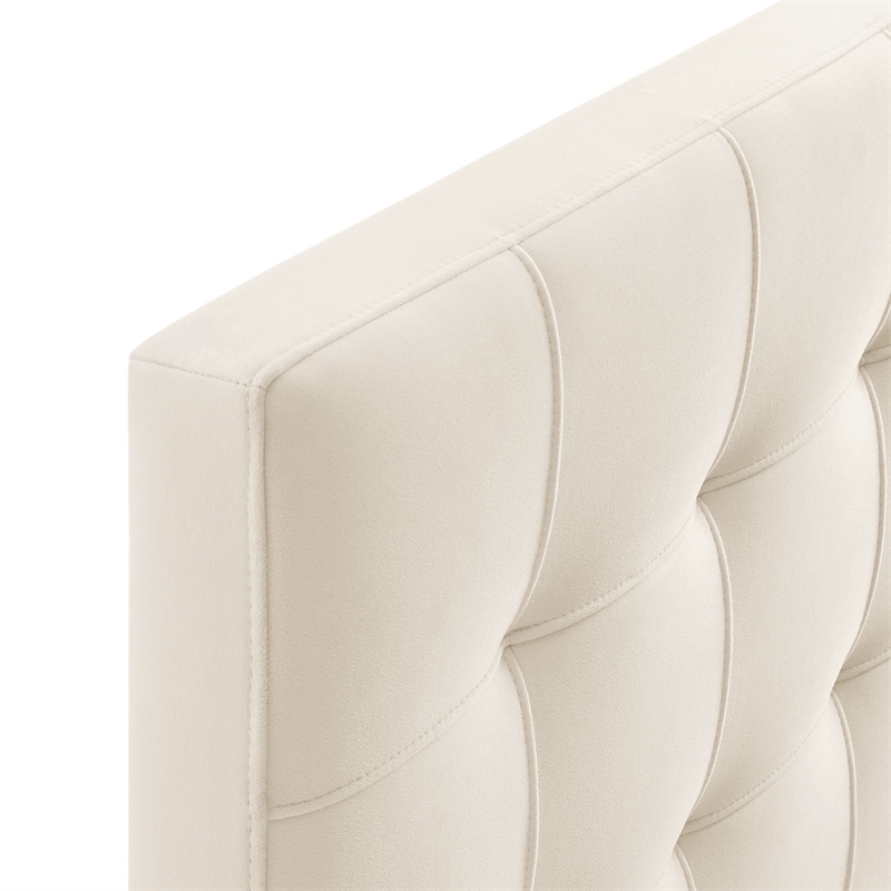 Lily Stain-Resistant Performance Velvet Twin Size Headboard in Alabaster