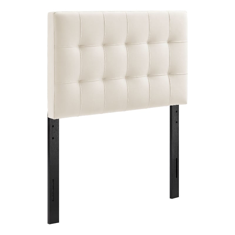 Lily Stain-Resistant Performance Velvet Twin Size Headboard in Alabaster