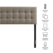 Lily Upholstered King Size Headboard in Taupe