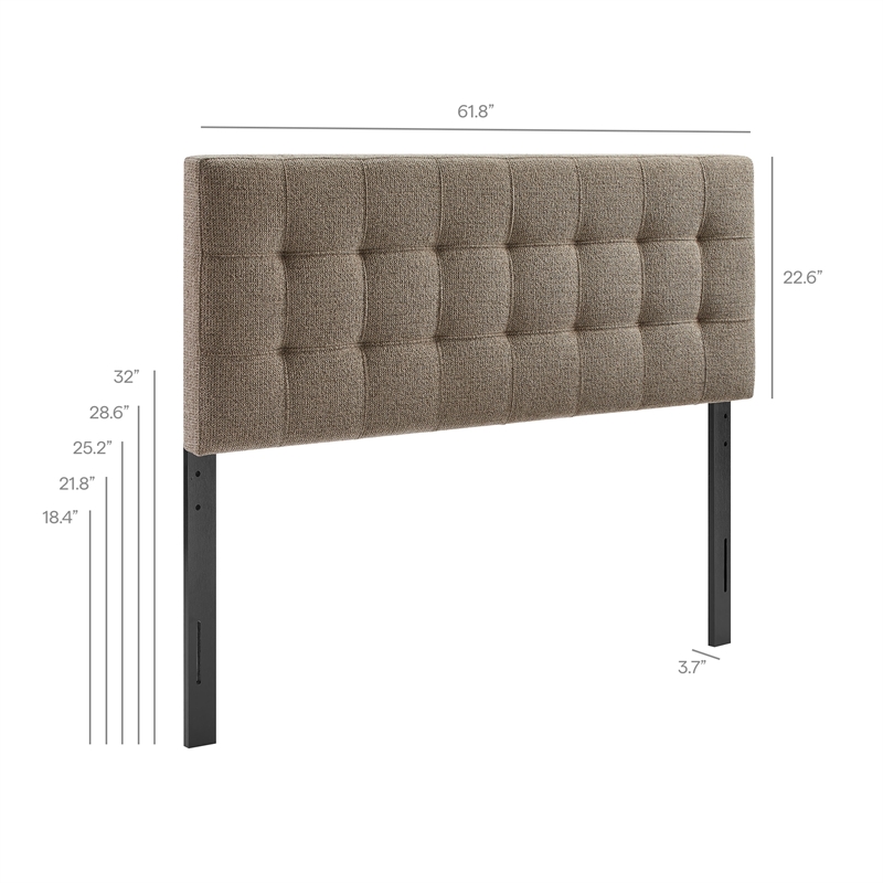 Lily Upholstered Queen Size Headboard in Taupe