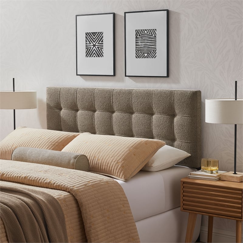 Lily Upholstered Queen Size Headboard in Taupe