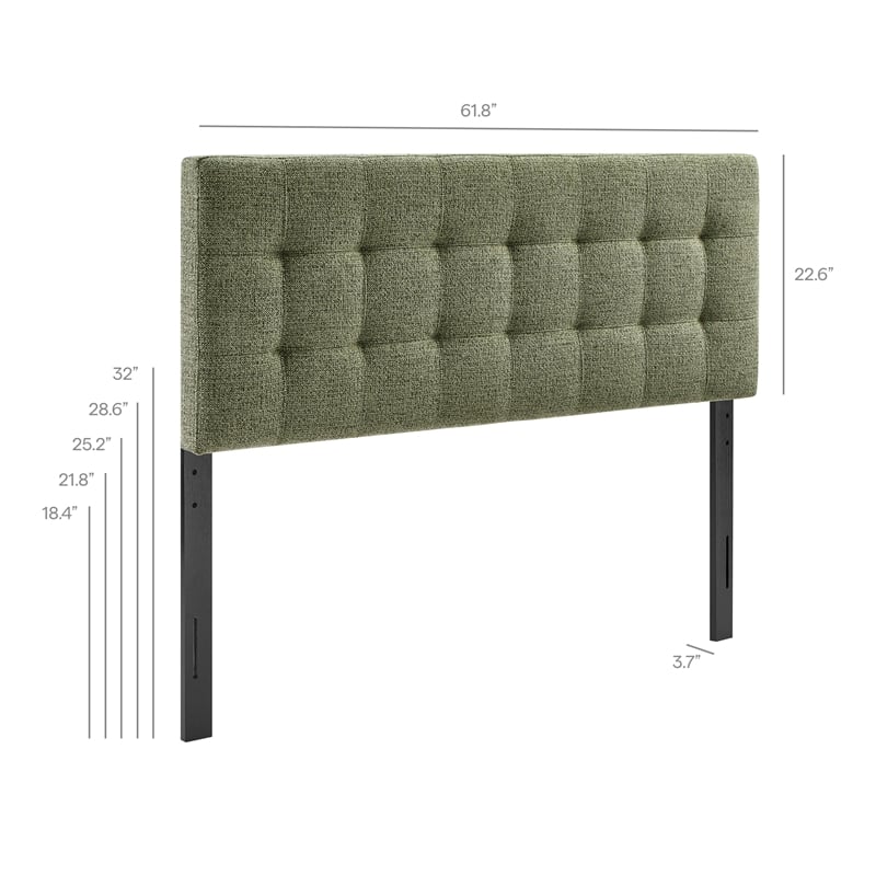 Lily Upholstered Queen Size Headboard in Leaf
