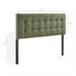 Lily Upholstered Queen Size Headboard in Leaf