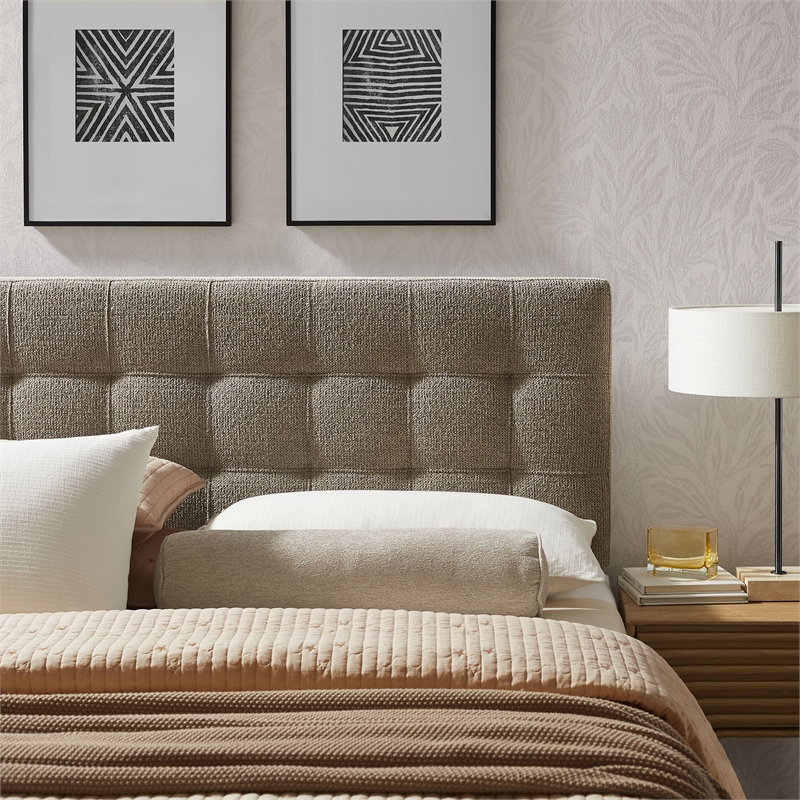 Lily Upholstered Full Size Headboard in Taupe