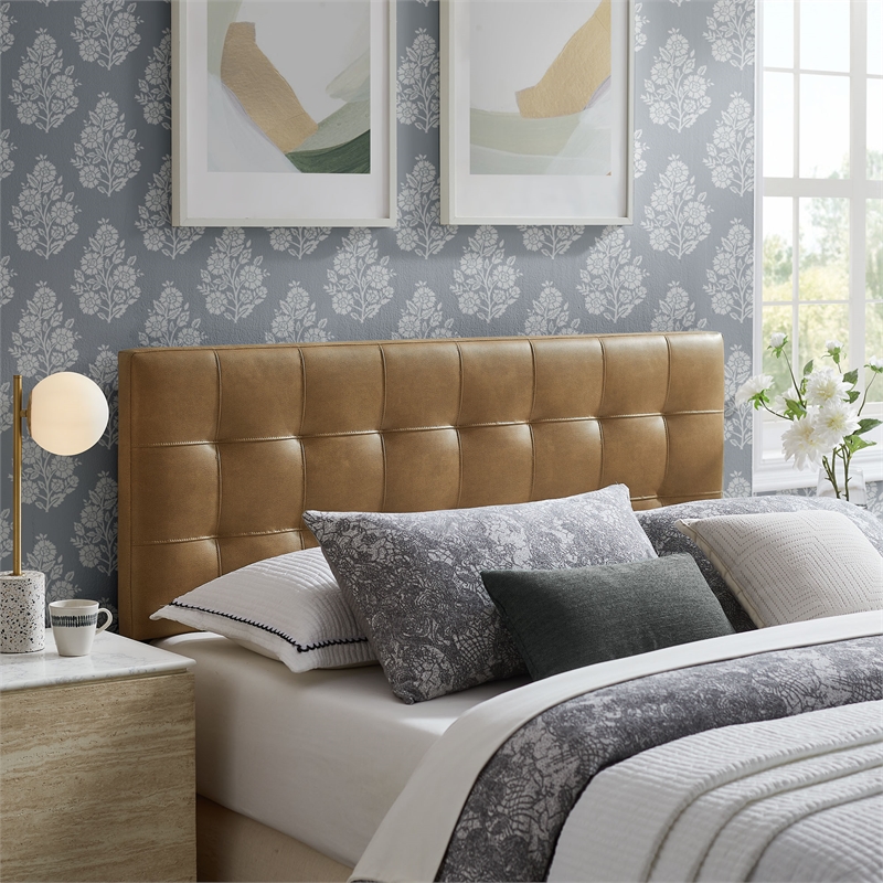 Lily Vegan Leather Queen Size Headboard in Toast