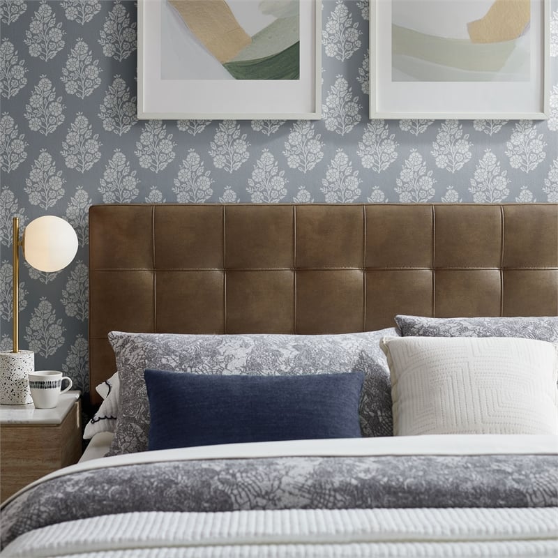 Lily Vegan Leather Queen Size Headboard in Mushroom