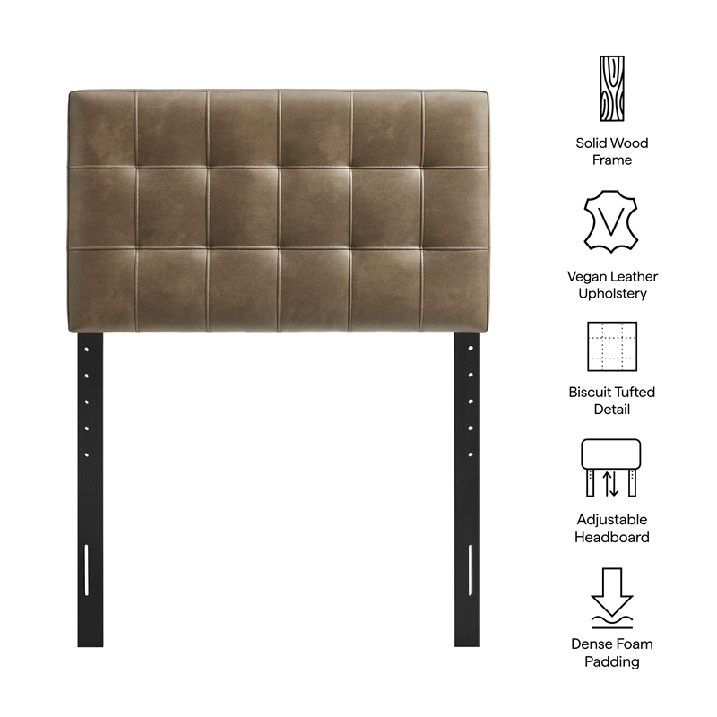 Lily Vegan Leather Twin Size Headboard in Mushroom