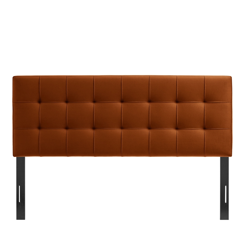 Lily Stain-Resistant Performance Velvet King Size Headboard in Rust