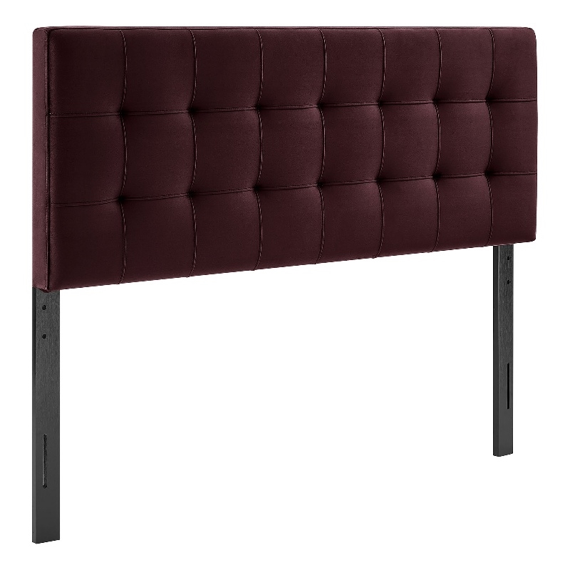 Lily Stain-Resistant Performance Velvet King Size Headboard in Mulberry