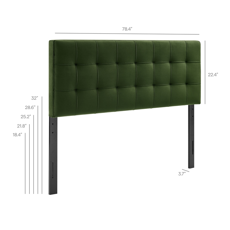 Lily Stain-Resistant Performance Velvet King Size Headboard in Moss Green
