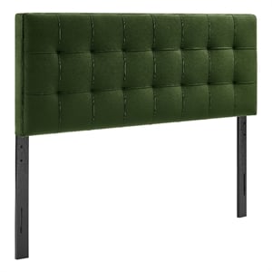 Lily Stain-Resistant Performance Velvet King Size Headboard in Moss Green