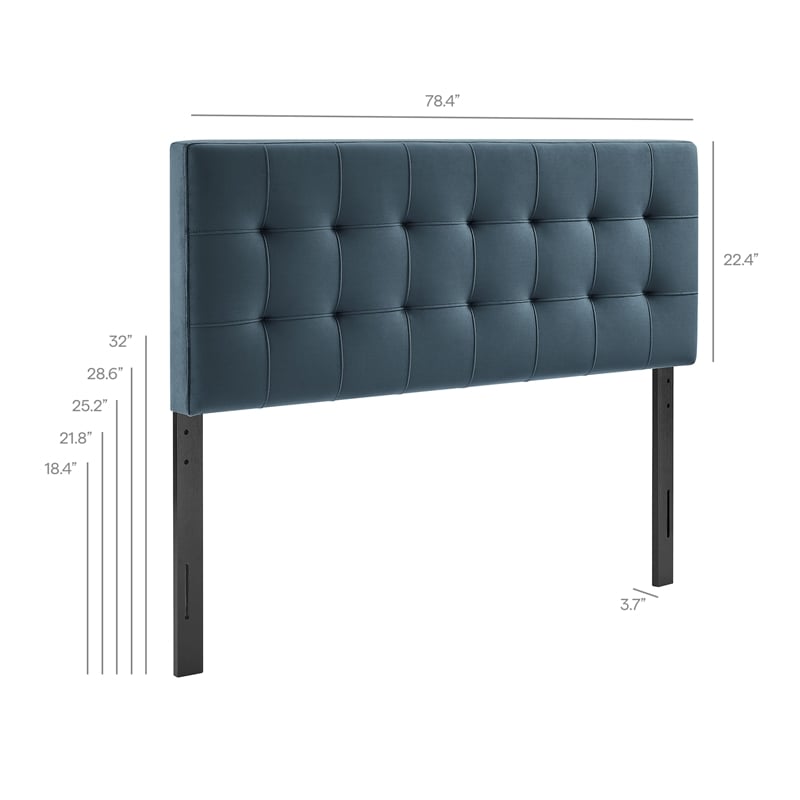 Lily Stain-Resistant Performance Velvet King Size Headboard in Cadet Blue