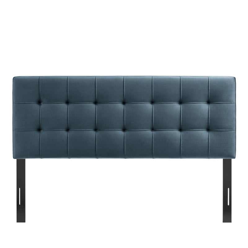 Lily Stain-Resistant Performance Velvet King Size Headboard in Cadet Blue