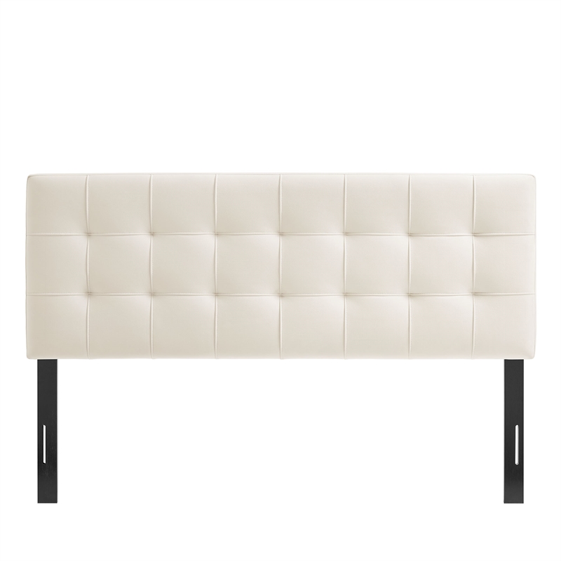 Lily Stain-Resistant Performance Velvet King Size Headboard in Alabaster