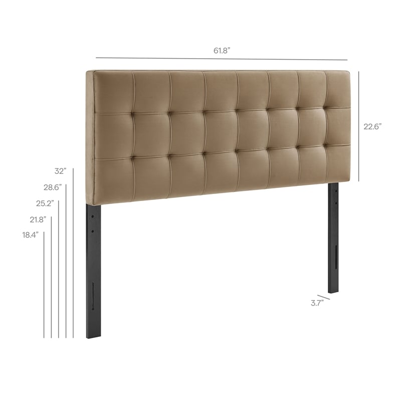 Lily Stain-Resistant Performance Velvet Queen Size Headboard in Taupe