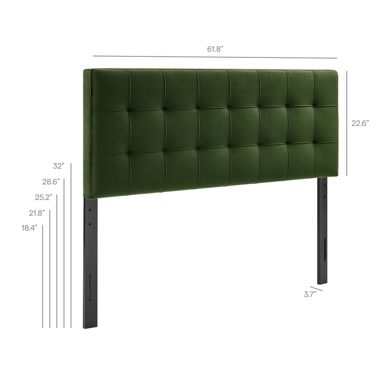 Lily Stain-Resistant Performance Velvet Queen Size Headboard in Moss Green