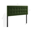 Lily Stain-Resistant Performance Velvet Queen Size Headboard in Moss Green