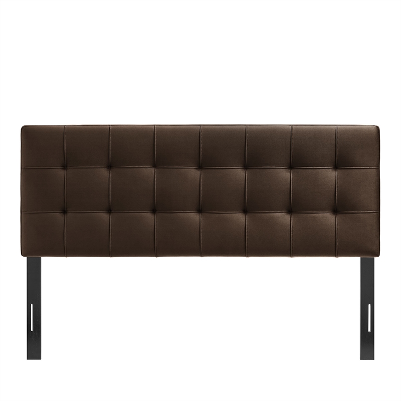 Lily Stain-Resistant Performance Velvet Queen Size Headboard in Chocolate Brown