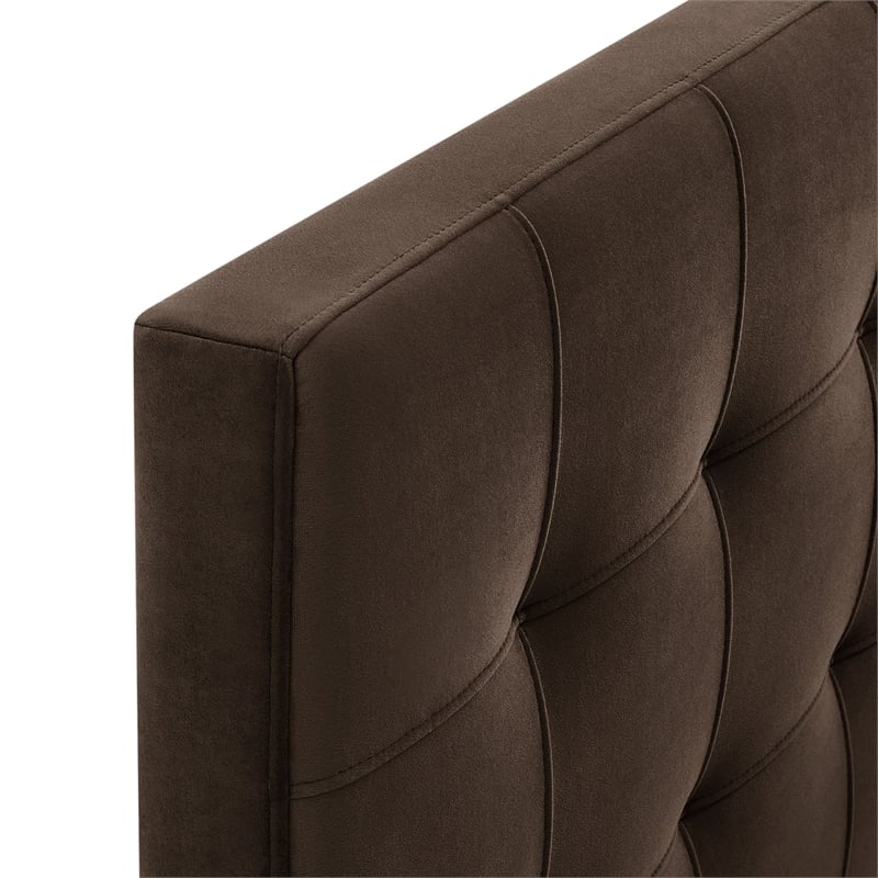 Lily Stain-Resistant Performance Velvet Queen Size Headboard in Chocolate Brown