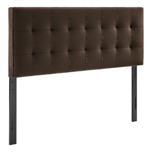 Lily Stain-Resistant Performance Velvet Queen Size Headboard in Chocolate Brown