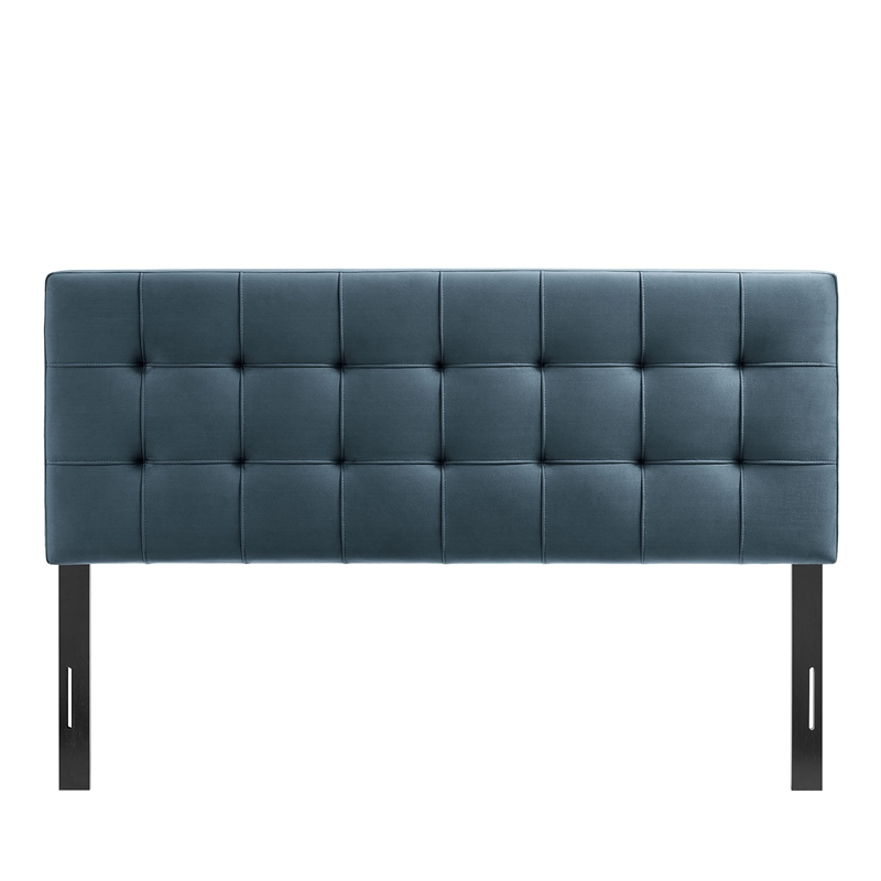 Lily Stain-Resistant Performance Velvet Queen Size Headboard in Cadet Blue