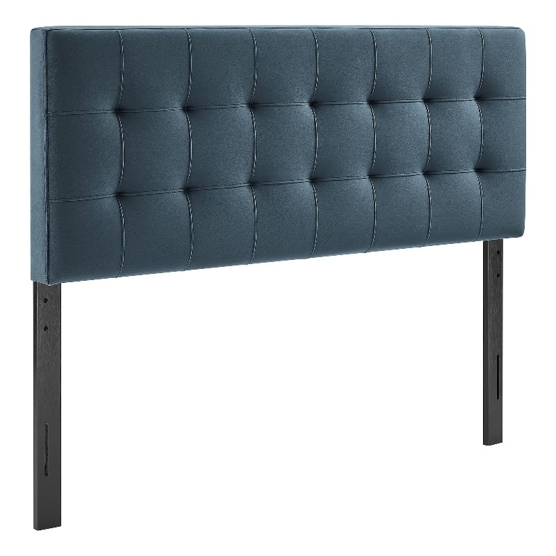 Lily Stain-Resistant Performance Velvet Queen Size Headboard in Cadet Blue