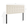 Lily Stain-Resistant Performance Velvet Queen Size Headboard in Alabaster