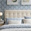 Lily Stain-Resistant Performance Velvet Queen Size Headboard in Alabaster