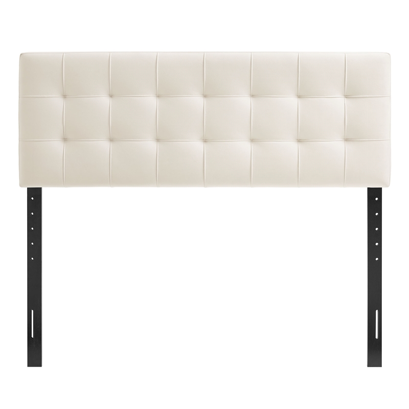 Lily Stain-Resistant Performance Velvet Queen Size Headboard in Alabaster