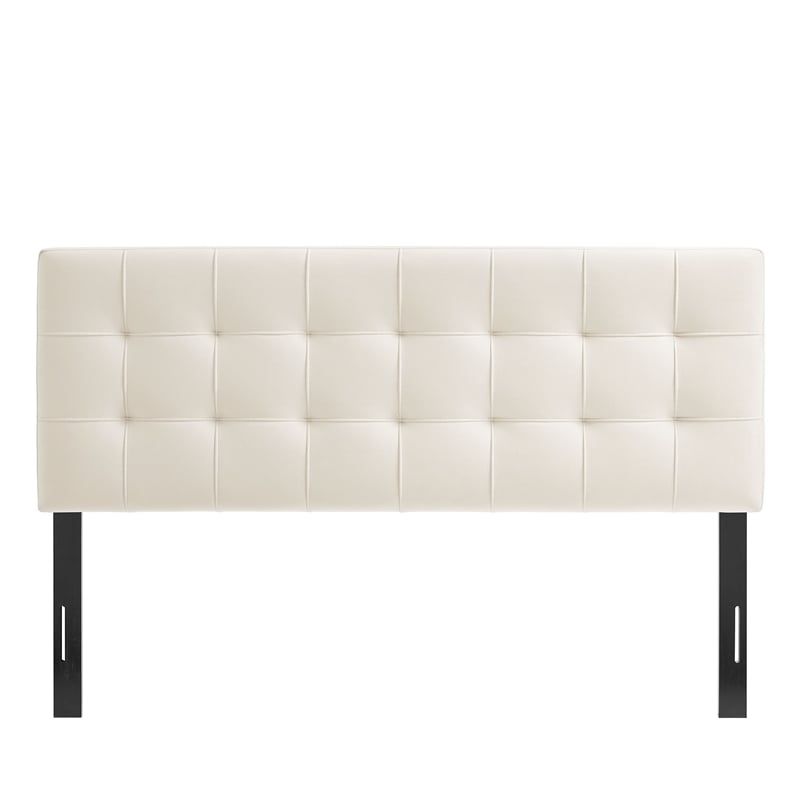 Lily Stain-Resistant Performance Velvet Queen Size Headboard in Alabaster