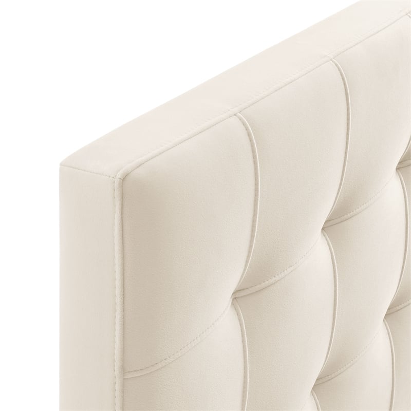 Lily Stain-Resistant Performance Velvet Queen Size Headboard in Alabaster