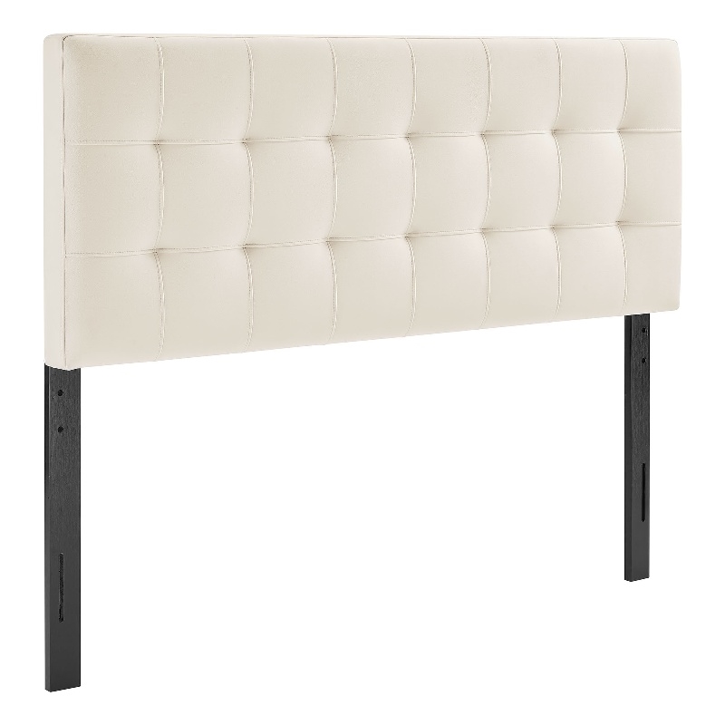 Lily Stain-Resistant Performance Velvet Queen Size Headboard in Alabaster