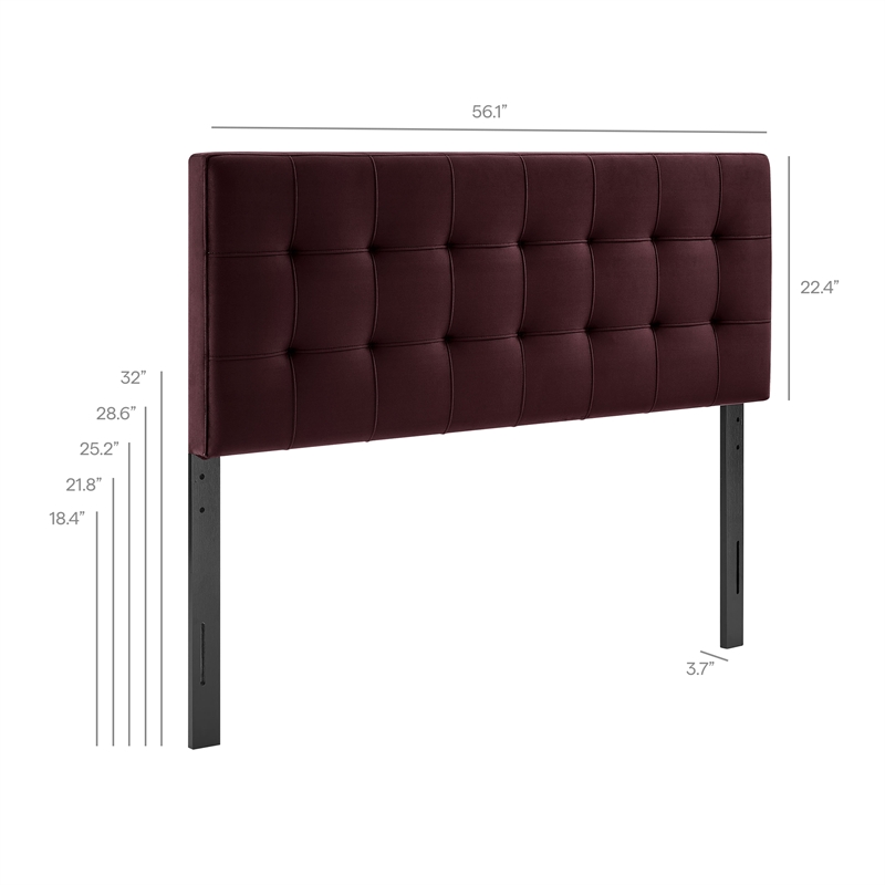 Lily Stain-Resistant Performance Velvet Full Size Headboard in Mulberry