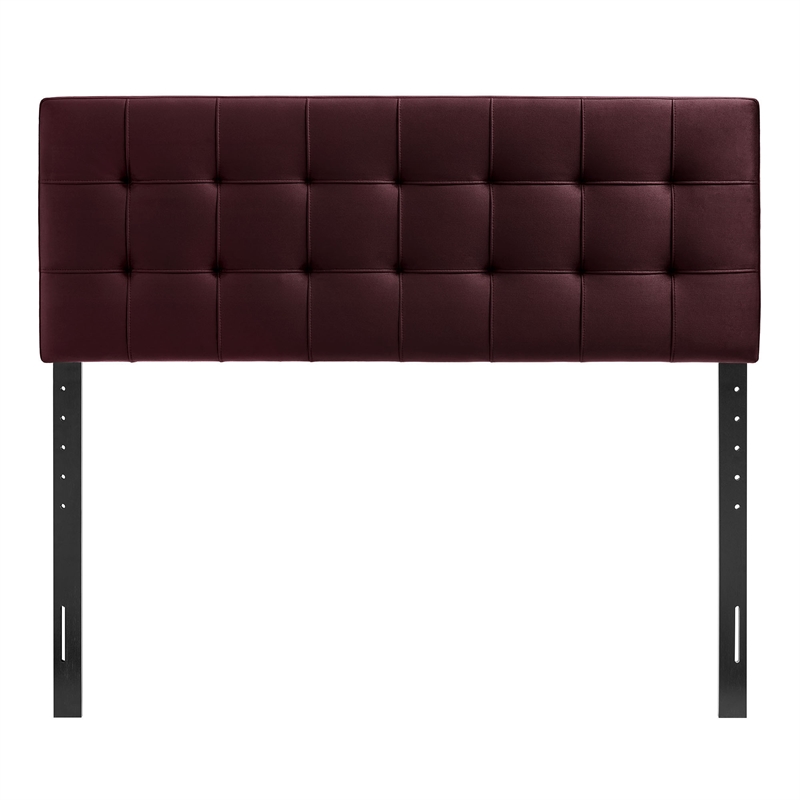 Lily Stain-Resistant Performance Velvet Full Size Headboard in Mulberry
