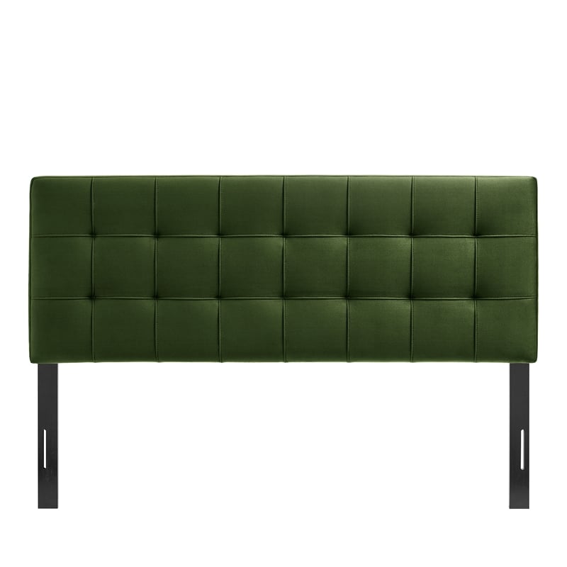 Lily Stain-Resistant Performance Velvet Full Size Headboard in Moss Green