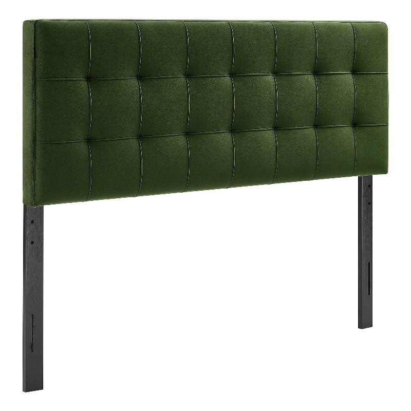 Lily Stain-Resistant Performance Velvet Full Size Headboard in Moss Green