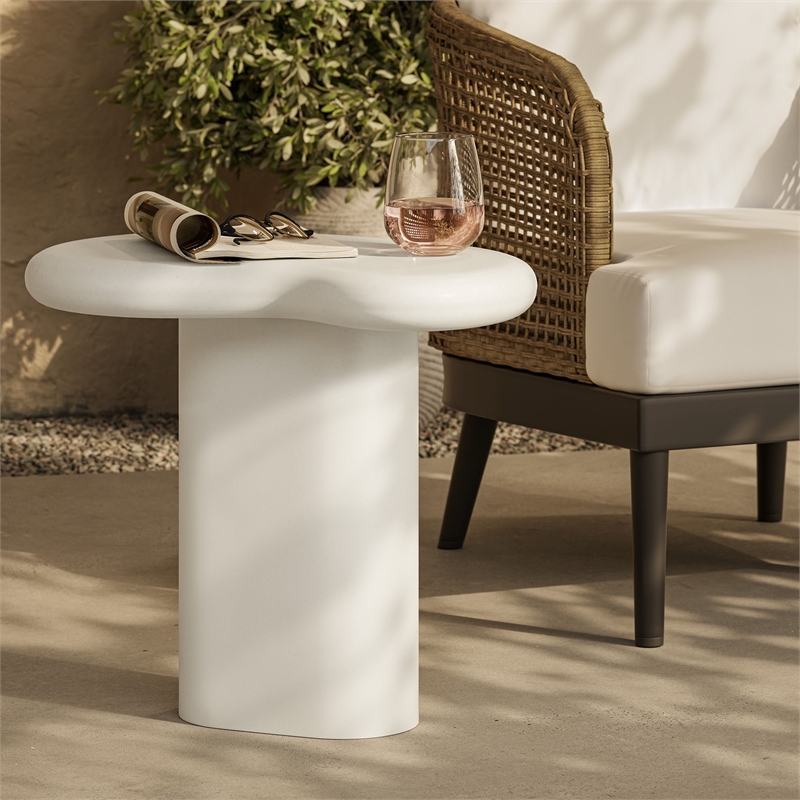 Elowen Outdoor Patio Side Table in White