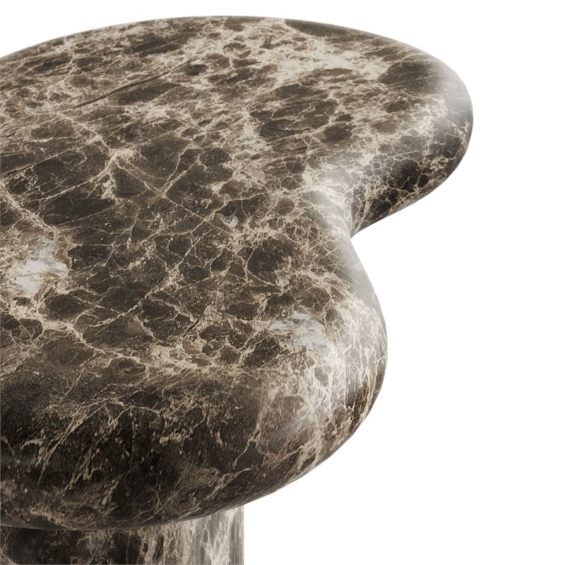 Elowen Outdoor Patio Faux Marble Side Table in Dark Emperador Marble