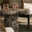 Elowen Outdoor Patio Faux Marble Side Table in Dark Emperador Marble