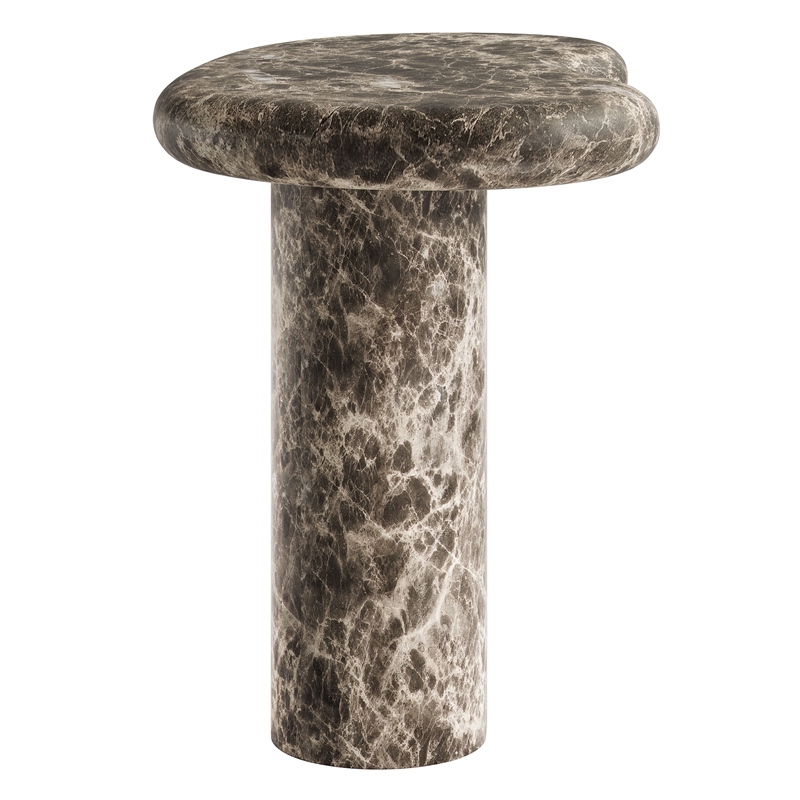 Elowen Outdoor Patio Faux Marble Side Table in Dark Emperador Marble