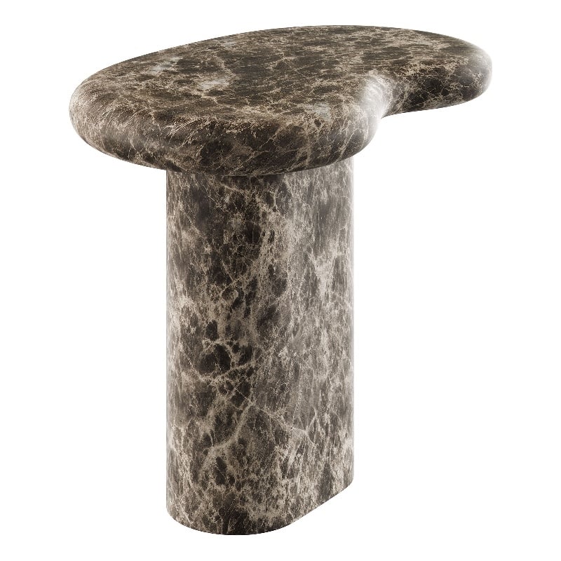 Elowen Outdoor Patio Faux Marble Side Table in Dark Emperador Marble