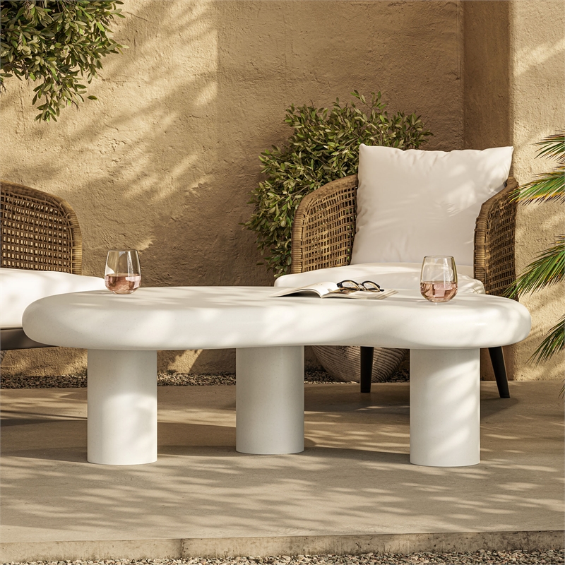Elowen Outdoor Patio Coffee Table in White