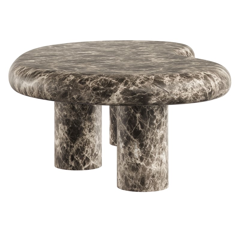 Elowen Outdoor Patio Faux Marble Coffee Table in Dark Emperador Marble